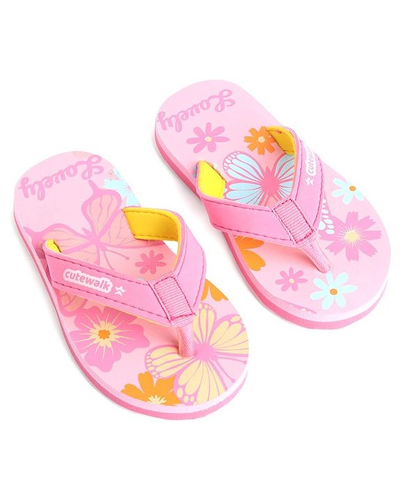 Cute Walk by Babyhug Slip On Butterfly Printed Flip Flop - Pink