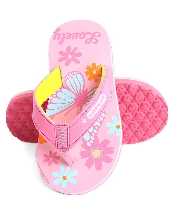 Cute Walk by Babyhug Slip On Butterfly Printed Flip Flop - Pink