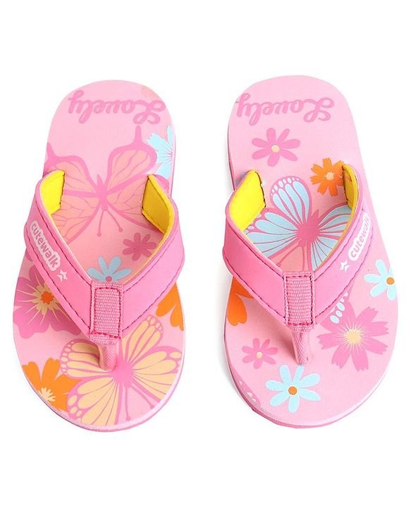 Cute Walk by Babyhug Slip On Butterfly Printed Flip Flop - Pink