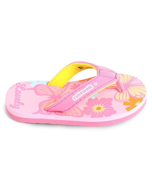 Cute Walk by Babyhug Slip On Butterfly Printed Flip Flop - Pink