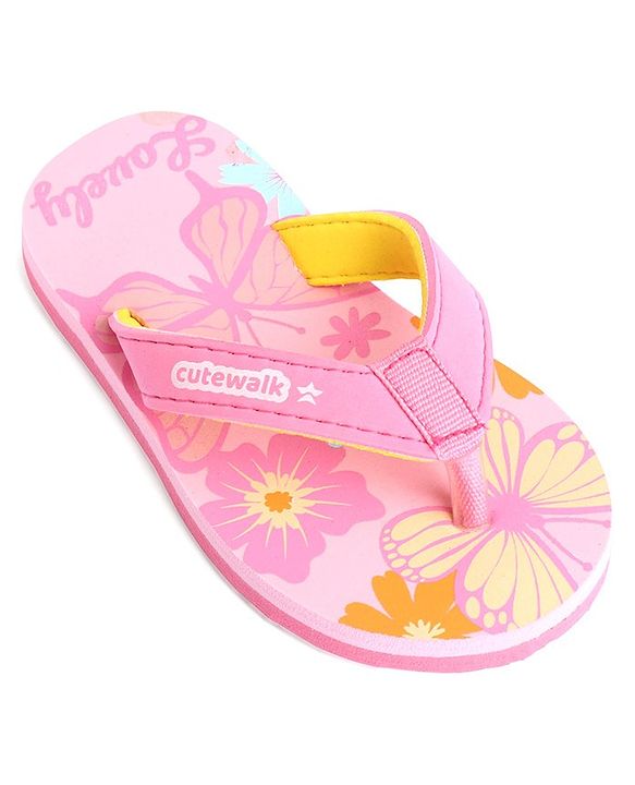 Cute Walk by Babyhug Slip On Butterfly Printed Flip Flop - Pink