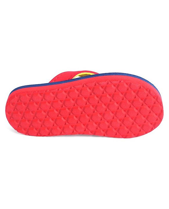 Cute Walk by Babyhug Flip Flops with Back Strap Smiley Print - Red