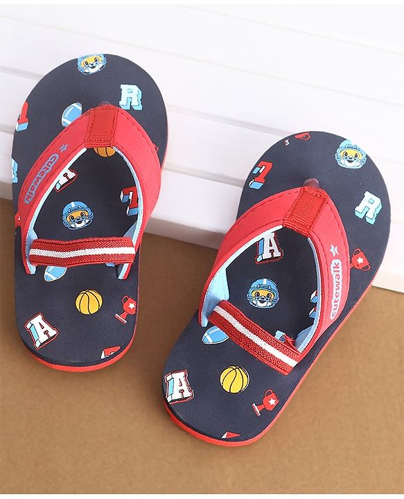 Cute Walk by Babyhug Flip Flops Sports Print - Red