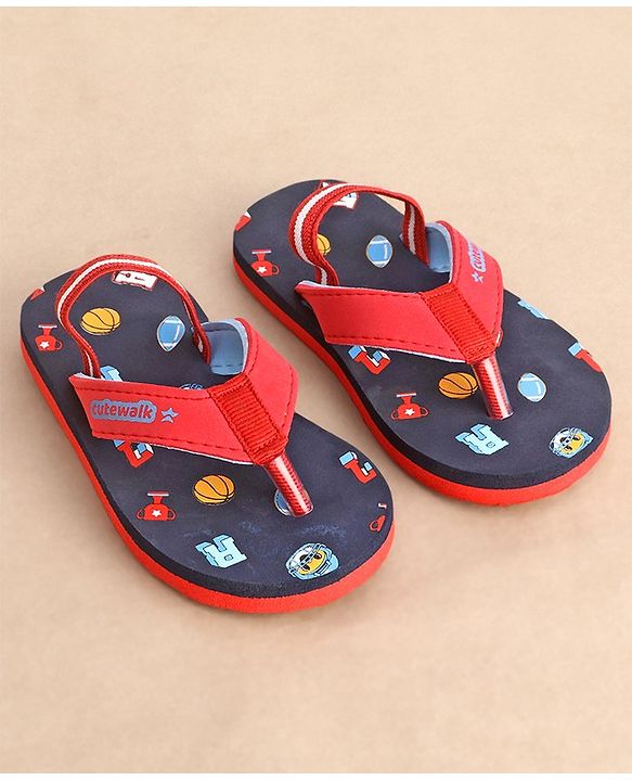 Cute Walk by Babyhug Flip Flops Sports Print - Red