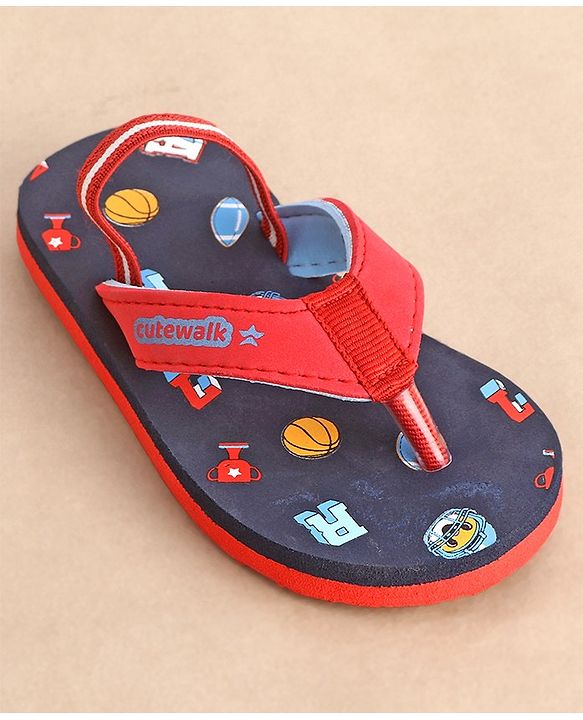 Cute Walk by Babyhug Flip Flops Sports Print - Red