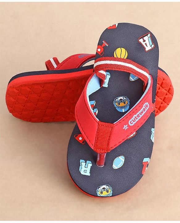Cute Walk by Babyhug Flip Flops Sports Print - Red
