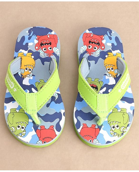 Cute Walk by Babyhug Flip Flops Monster Print - Green