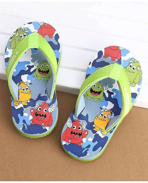 Cute Walk by Babyhug Flip Flops Monster Print - Green