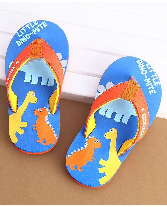 Cute Walk by Babyhug Flip Flops Dino Print - Orange