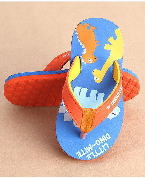 Cute Walk by Babyhug Flip Flops Dino Print - Orange