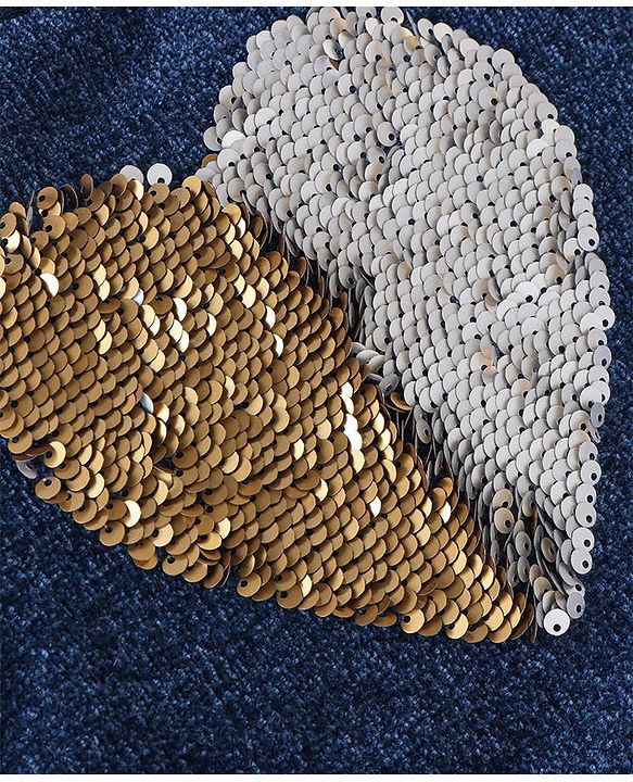 Babyhug Knit Full Sleeves Reversible Sequined Sweater - Blue
