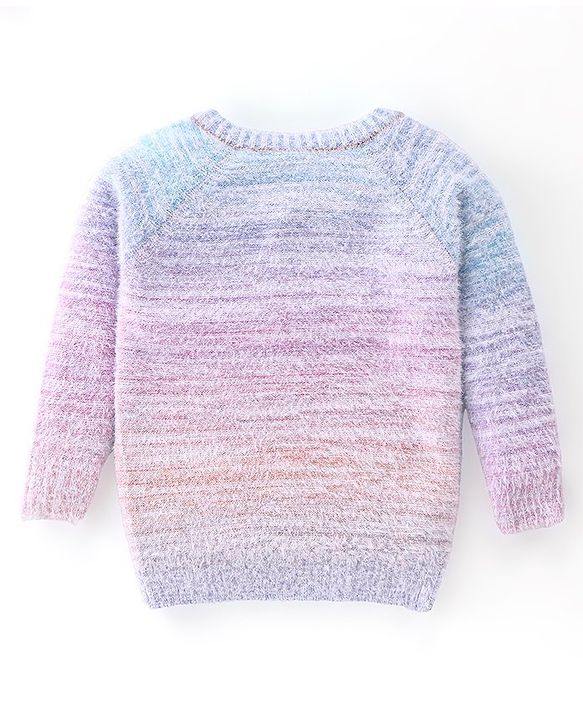 Babyhug Knitted Full Sleeves Text Design Sweater - Multicolour