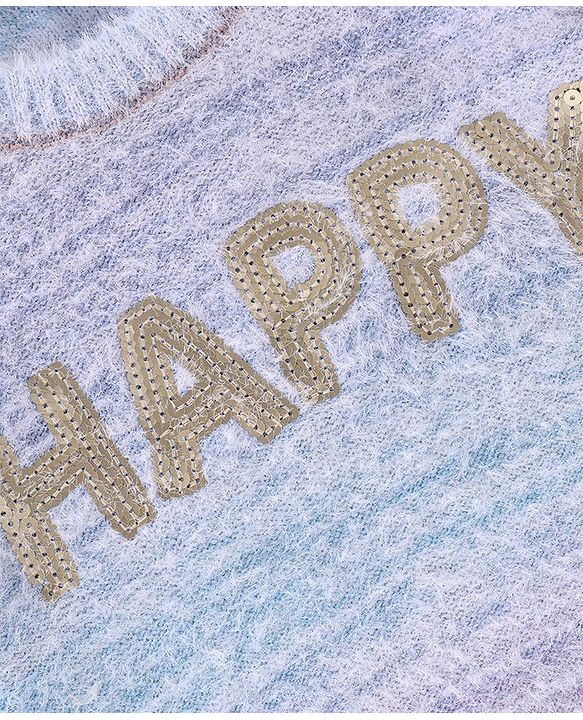 Babyhug Knitted Full Sleeves Text Design Sweater - Multicolour