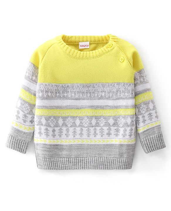 Babyhug Knit Full Sleeves Intarsia Pullover - Multicolor