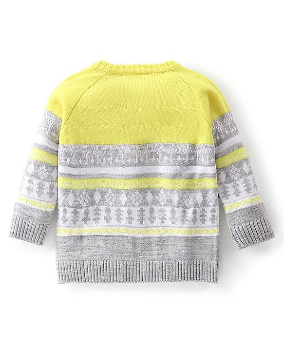 Babyhug Knit Full Sleeves Intarsia Pullover - Multicolor