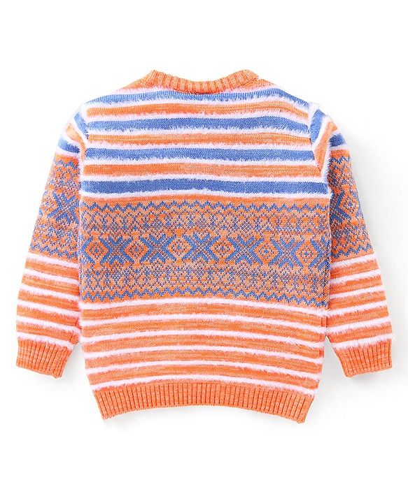 Babyhug  Knit Full Sleeves Stripes Pullover -  Multicolour