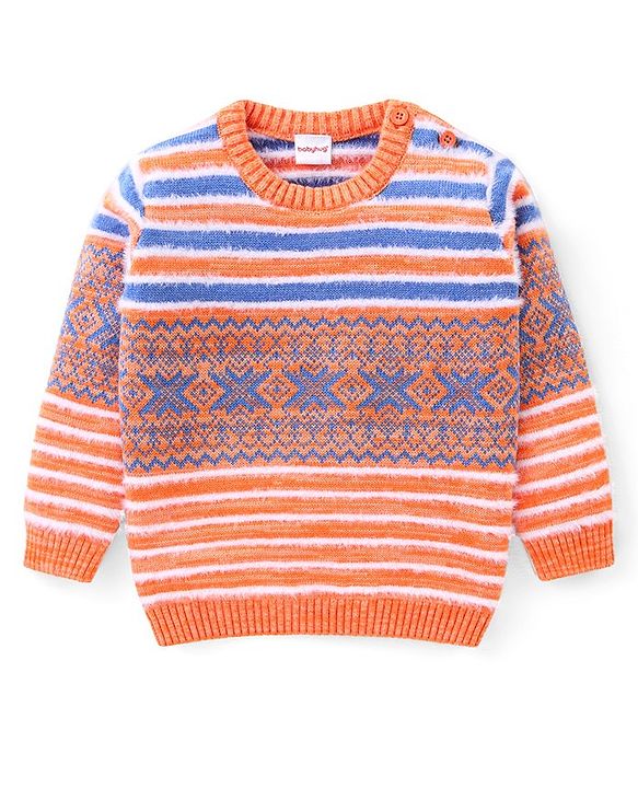 Babyhug  Knit Full Sleeves Stripes Pullover -  Multicolour