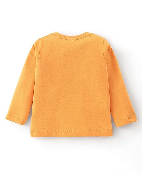 Babyhug Cotton Knit Full Sleeves Night Suit With Dino Print - Orange & Green
