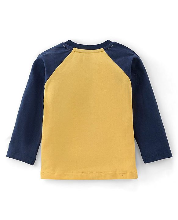 Babyhug Cotton Full Sleeves Night Suit Bus & Stripes Print- Yellow & Blue