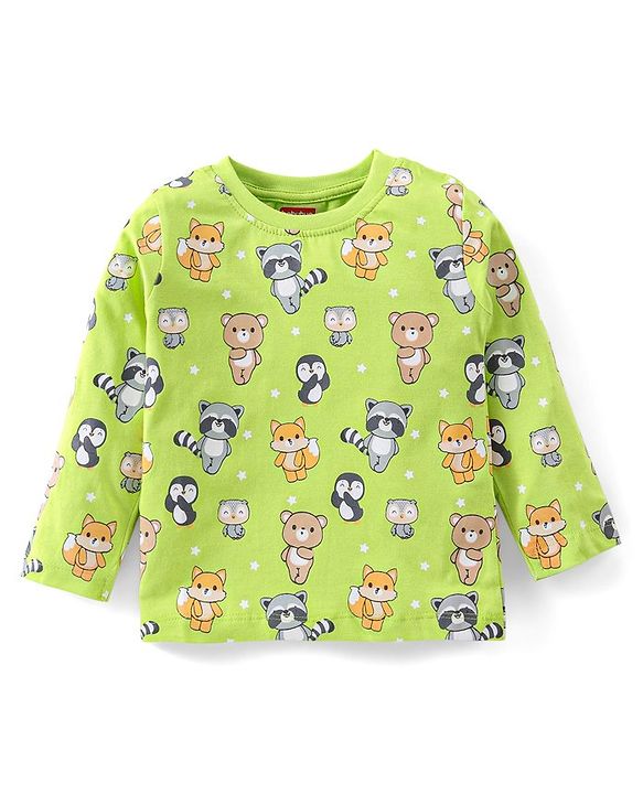 Babyhug Cotton Full Sleeves Night Suit Bear & Koala Print - Green