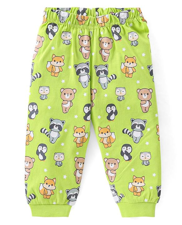 Babyhug Cotton Full Sleeves Night Suit Bear & Koala Print - Green