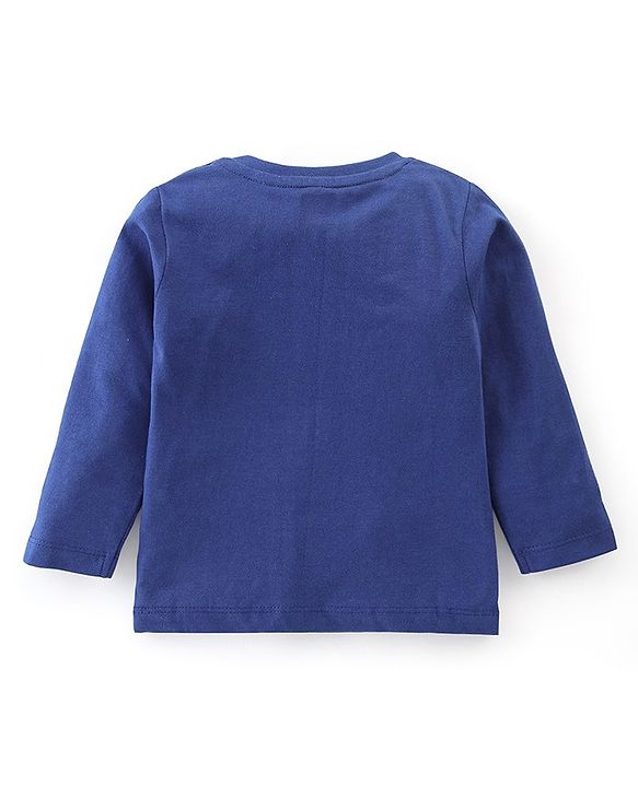 Babyhug Cotton Knit Full Sleeves Night Suit Teddy Print - Navy Blue & Yellow