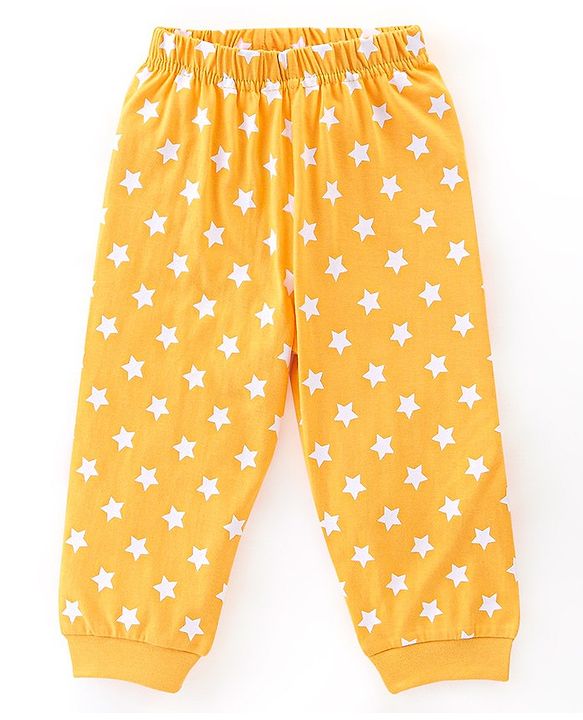Babyhug Cotton Knit Full Sleeves Night Suit Teddy Print - Navy Blue & Yellow