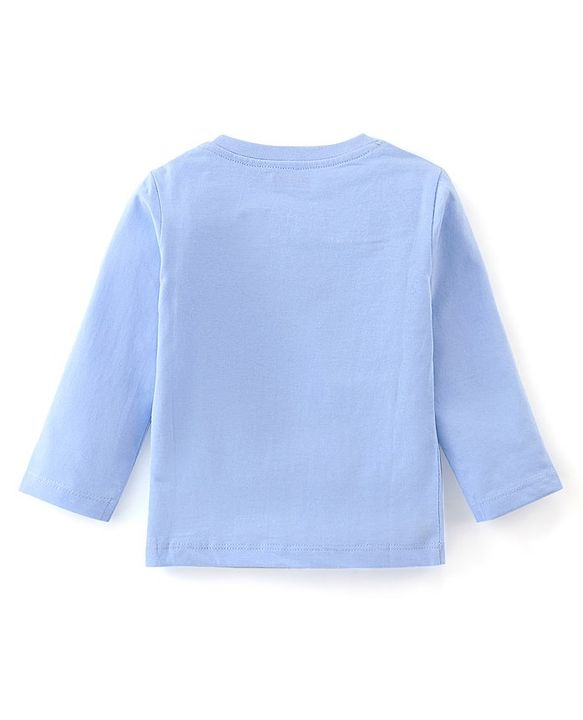 Babyhug Single Jersey Cotton Knit Full Sleeves Night Suit with Astronaut & Stars Print - Blue