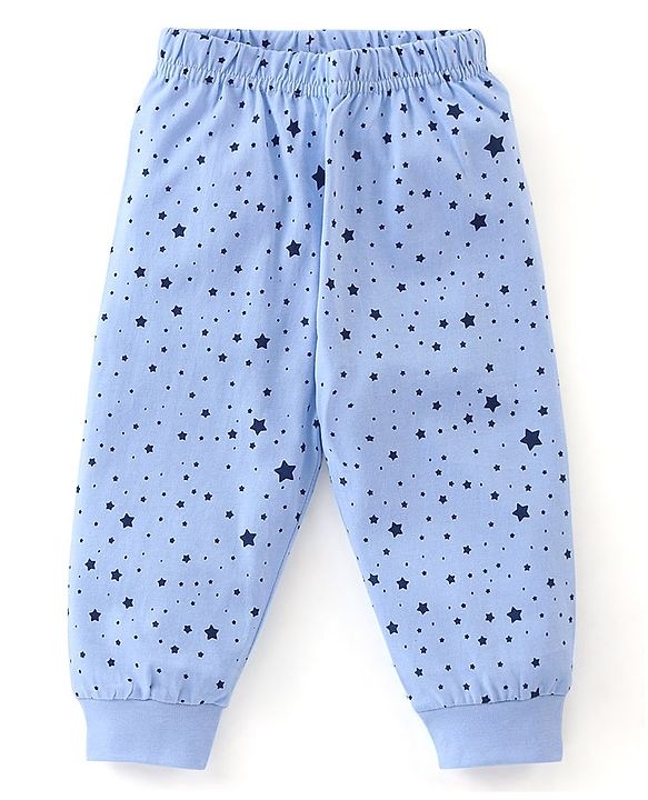 Babyhug Single Jersey Cotton Knit Full Sleeves Night Suit with Astronaut & Stars Print - Blue