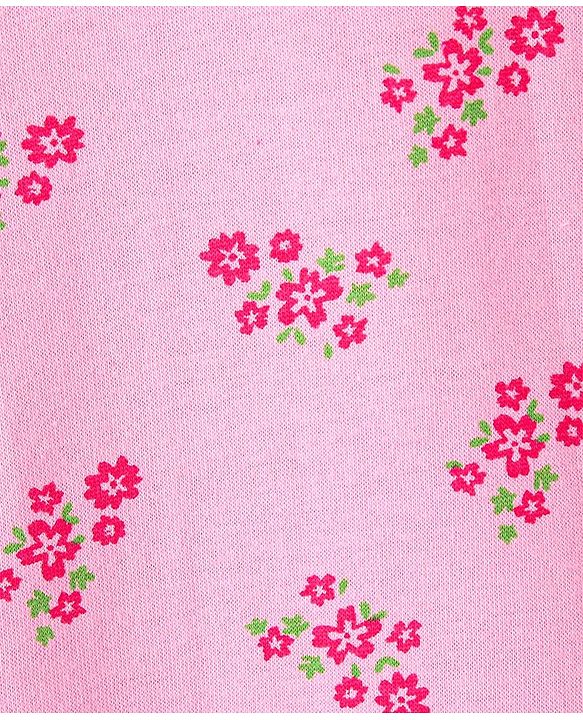 Babyhug 100% Cotton Knitted Half Sleeves Frock With Bow Applique Floral Print Pack Of 2- Red & Pink
