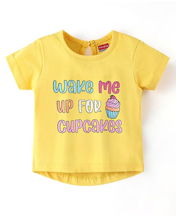 Babyhug Half Sleeves T-Shirt & Night Suit With Text & Cake Print - Yellow & White