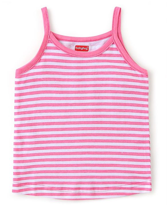Babyhug 100% Cotton Knit Sleeveless Slips Stripes & Heart Print Pack of 3 - Purple Pink & Blue