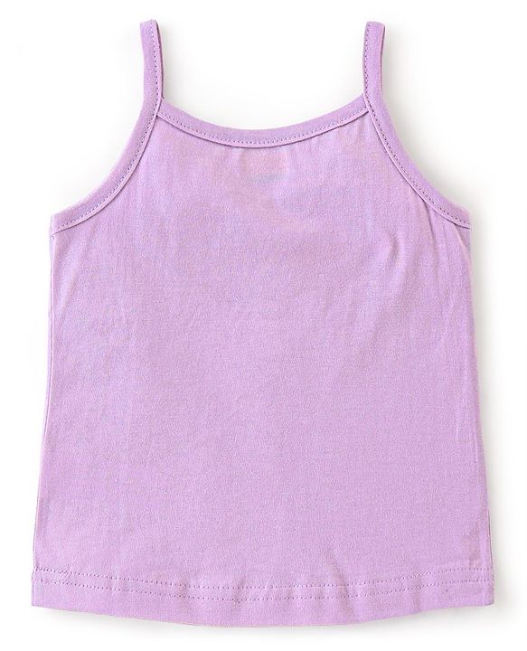 Babyhug 100% Cotton Knit Sleeveless Slips Stripes & Heart Print Pack of 3 - Purple Pink & Blue