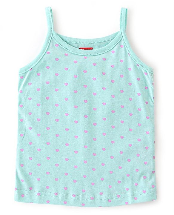 Babyhug 100% Cotton Knit Sleeveless Slips Stripes & Heart Print Pack of 3 - Purple Pink & Blue