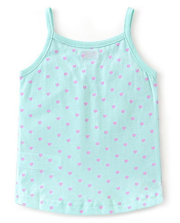Babyhug 100% Cotton Knit Sleeveless Slips Stripes & Heart Print Pack of 3 - Purple Pink & Blue