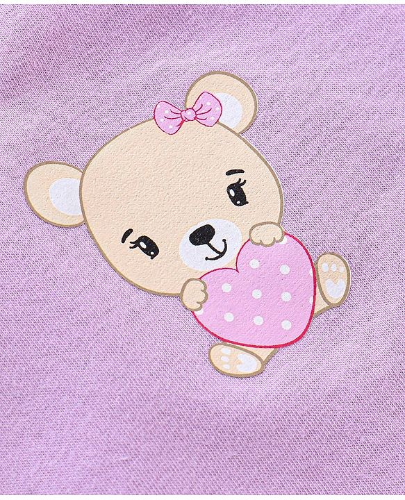 Babyhug 100% Cotton Knit Sleeveless Slips Stripes & Heart Print Pack of 3 - Purple Pink & Blue
