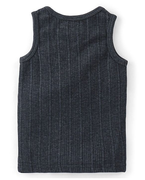 Babyhug Cotton Pull Over Sleeveless Solid Thermal Vest- Dark Grey