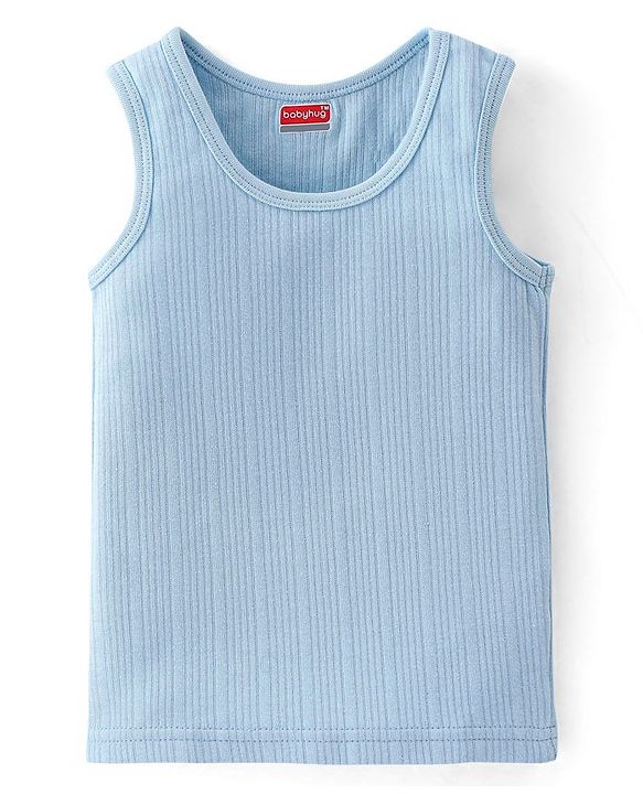 Babyhug Sleeveless Solid Thermal Vest - Blue
