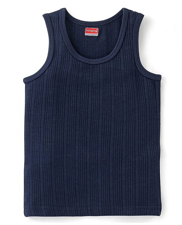 Babyhug Sleeveless Solid Thermal Vest - Blue