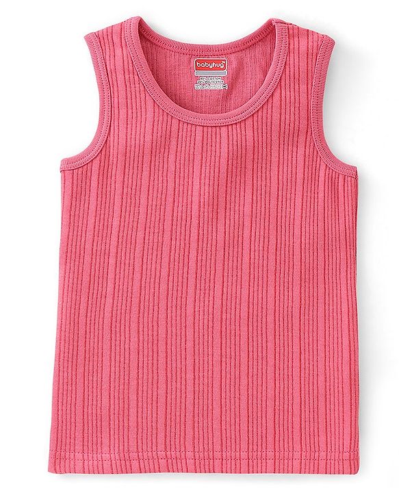 Babyhug Cotton Sleeveless Thermal Vest - Dark Pink