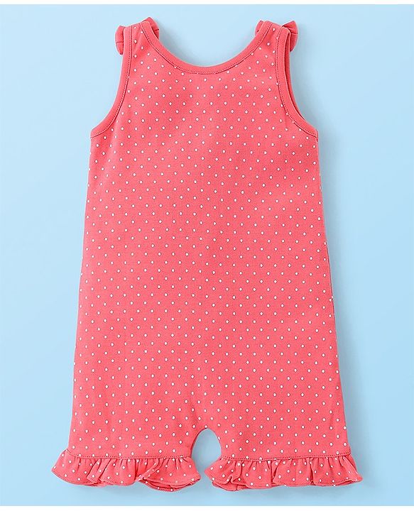 Babyhug Single Jersey Knit Dungaree Set With Porcupine Printed Half Sleeves Tee - White & Pink