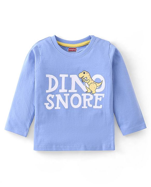Babyhug Cotton Full Sleeves Night Suit Dino & Stars Print- Blue