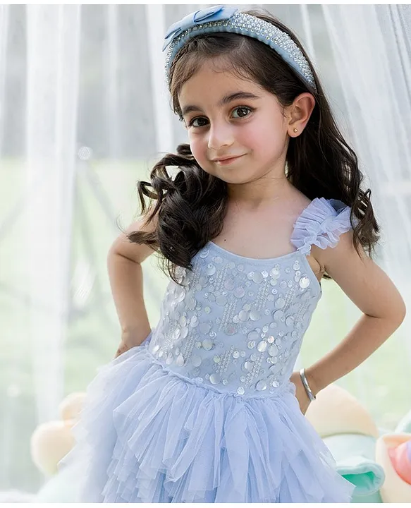Light Blue Pom Dress (Baby Girl) – Bowfish Kids