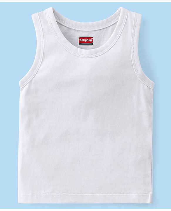 Babyhug 100% Organic Cotton Sleeveless Sando Pack Of 3 - White