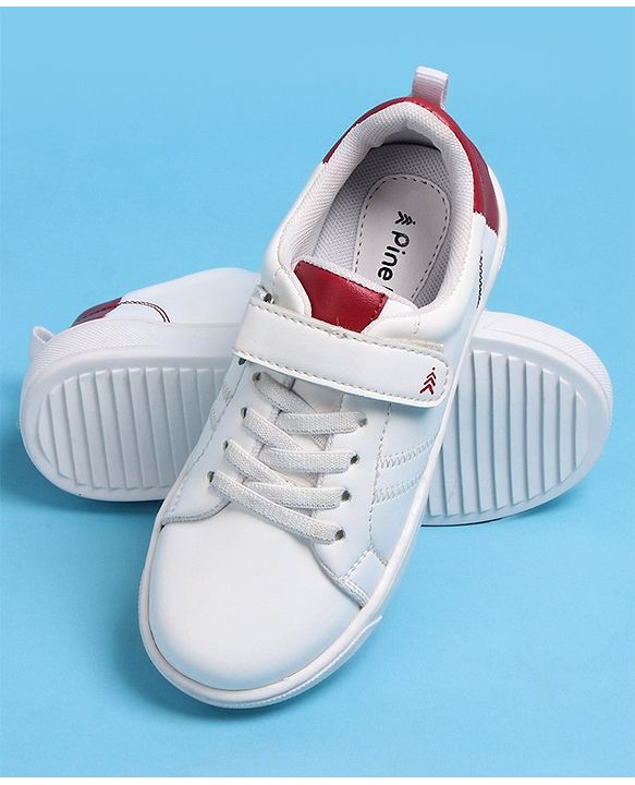 Pine Kids Velcro and Lace Closure Casual Shoes - White