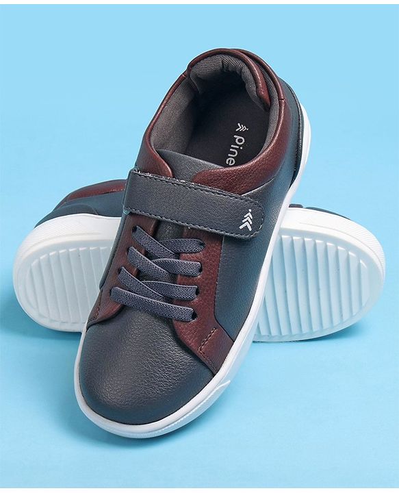 Pine Kids Velcro and Lace Closure Casual Shoes - Dark Grey