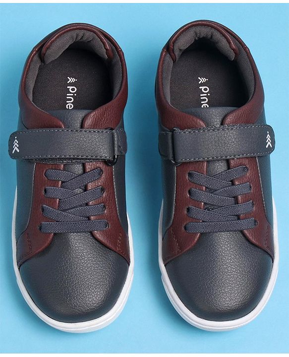 Pine Kids Velcro and Lace Closure Casual Shoes - Dark Grey