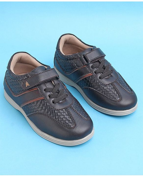 Pine Kids Textured Velcro Closure Casual Shoes - Brown