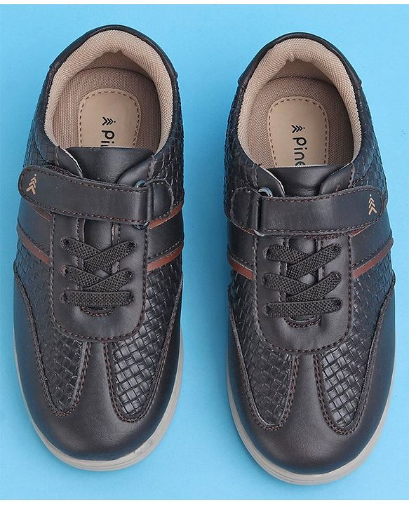 Pine Kids Textured Velcro Closure Casual Shoes - Brown