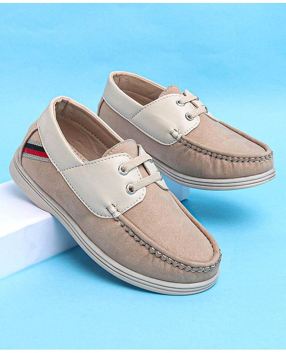 Pine Kids Slip On Color Block Casual Loafer Shoes - Beige